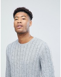 Asos Tall Cable Knit Sweater In Gray