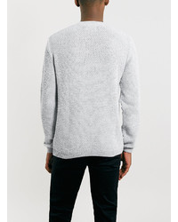 Topman Frost Moss Cable Crew Neck Sweater