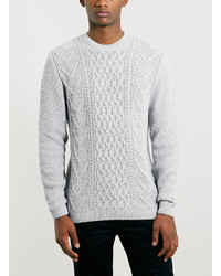 Topman Frost Moss Cable Crew Neck Sweater