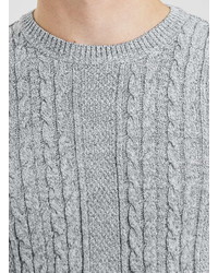 Topman Gray Moss Cable Knit Sweater