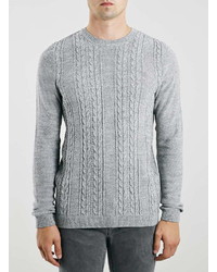 Topman Gray Moss Cable Knit Sweater