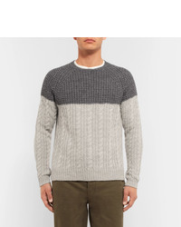 Barena Two Tone Waffle And Cable Knit Wool Blend Sweater