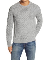 Outerknown Wool Blend Fisherman Sweater In Heather Grey At Nordstrom