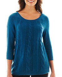 jcpenney Worthington 34 Sleeve Cable Sweater