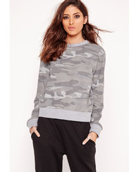 Missguided Camo Sweatshirt Grey