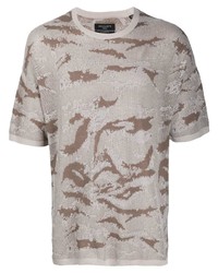 AllSaints Camouflage Print Short Sleeved T Shirt