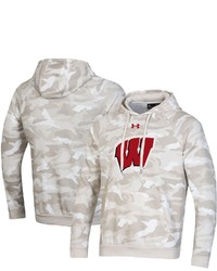 Under Armour White Wisconsin Badgers Logo Camo All Day Raglan Pullover Hoodie