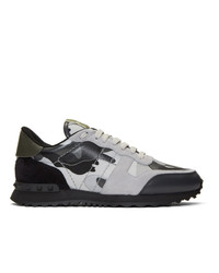 Grey Camouflage Leather Athletic Shoes