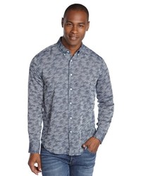 Slate & Stone Blue Camouflage Long Sleeve Button Front Shirt