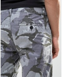 Asos Chino Shorts In Gray Camo Print