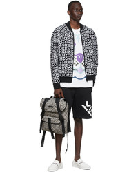 Kenzo Black White Jacquard Courier Backpack