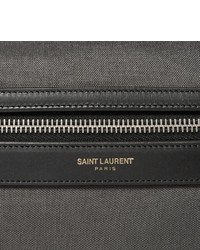 Saint Laurent Leather Trimmed Canvas Backpack