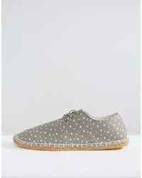 Asos Lace Up Espadrilles In Gray With Star Print