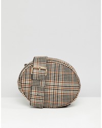 Monki Check Quilted Belt Bag In Brown
