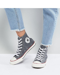 Converse Chuck Taylor Hi Trainers In Stonewashed Black