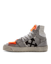 Off-White Silver Glitter Off Court 30 High Top Sneakers