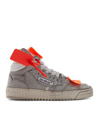 Off-White Silver Glitter Off Court 30 High Top Sneakers