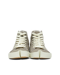 Maison Margiela Taupe Canvas Tabi High Top Sneakers