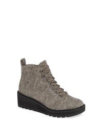 Grey Canvas Lace-up Ankle Boots