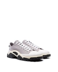 Adidas By Raf Simons Grey Detroit Runner Contrast Sole Low Top Cotton Sneakers