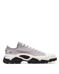 Adidas By Raf Simons Grey Detroit Runner Contrast Sole Low Top Cotton Sneakers