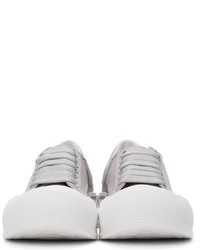 Alexander McQueen Grey White Deck Plimsoll Sneakers