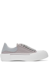 Alexander McQueen Grey White Deck Plimsoll Sneakers