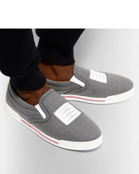 Thom Browne Logo Appliqud Wool Slip On Sneakers