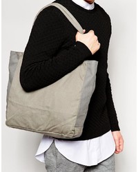 Asos Brand Tote Bag In Gray