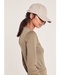 Missguided Grey Faux Suede Baseball Cap