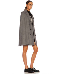 Valentino Mid Length Cape Sleeve Wool Blend Coat In Grey Melange