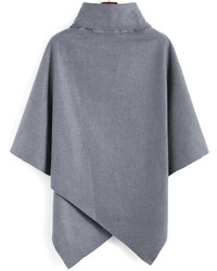 Turtleneck Woolen Asymmetrical Cape Khaki Coat