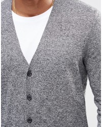 Asos Brand Cotton Cardigan In Gray