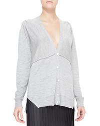Alexander Wang Cashmere Cardigan With Pleated Shoulders Gray