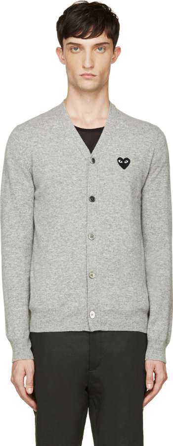 Comme des Garcons Comme Des Garons Grey Heart Logo Cardigan, $415 | SSENSE | Lookastic