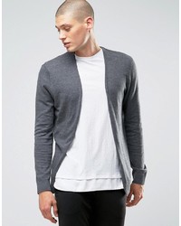 Asos Cotton Buttonless Cardigan In Charcoal