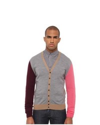 DSQUARED2 Color Block Cardigan Sweater Greycamelbordeauxpink