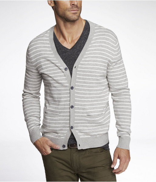 Express Striped Cotton Cardigan, $69 | Express | Lookastic