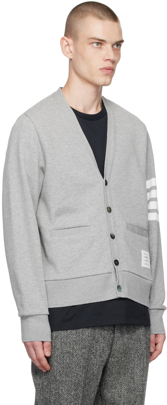 Thom Browne Gray 4 Bar Cardigan, $890 | SSENSE | Lookastic