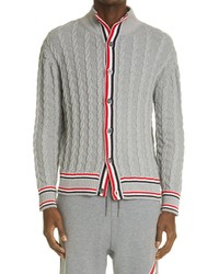 Thom Browne Heritage Relaxed Fit Rwb Cable Cotton Cardigan