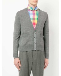 Thom Browne Inside Out Classic V Neck Cardigan In Fine Merino Wool