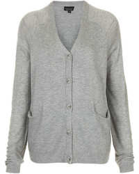 Topshop Knitted Boxy Style Stepped Hem Cardi In Grey Marl 50% Acrylic50% Viscose Machine Washable