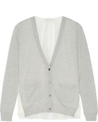 Clu Lace Paneled Wool And Cashmere Blend Cardigan Light Gray