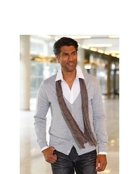 Rainbow Smooth Knit V Neck Cardigan In Light Grey Marl Size 3840