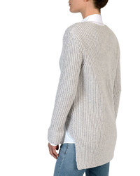 Eleventy Ribbed Double Breasted High Low Cardigan