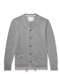 Sacai Slim Fit Shell Trimmed Cotton And Cashmere Blend Cardigan