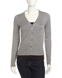 Joie V Neck Button Front Cardigan Heather Gray