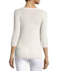 Neiman Marcus Cashmere Collection 34 Sleeve Tape Yarn Pullover