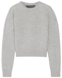 The Elder Statesman Cropped Cashmere Sweater Gray