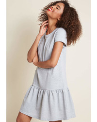ModCloth Accordingly Casual T Shirt Dress In Grey In 4x Short Sleeve Shift Mini